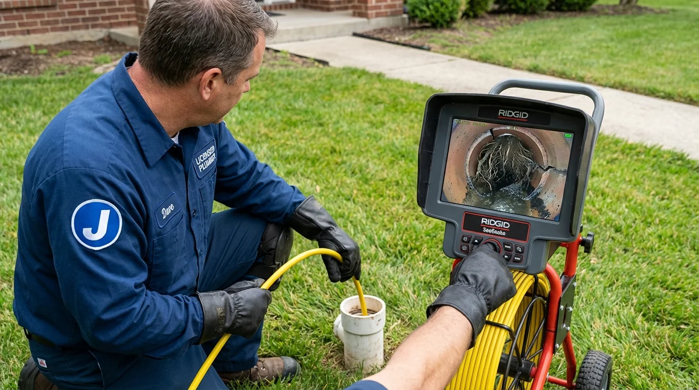 Sewer camera inspection being performed by Johns Plumbing LLC in East Hampton